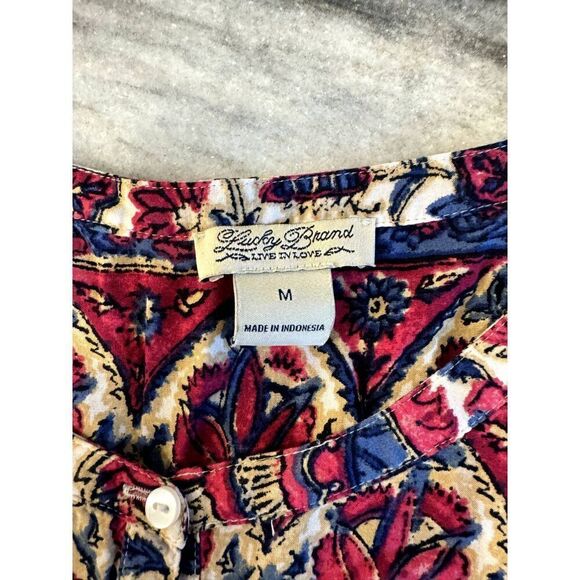 Lucky Brand Beautiful Boho Style Long Sleeve Floral Peasant Top Sz Medium EUC - Picture 3 of 7